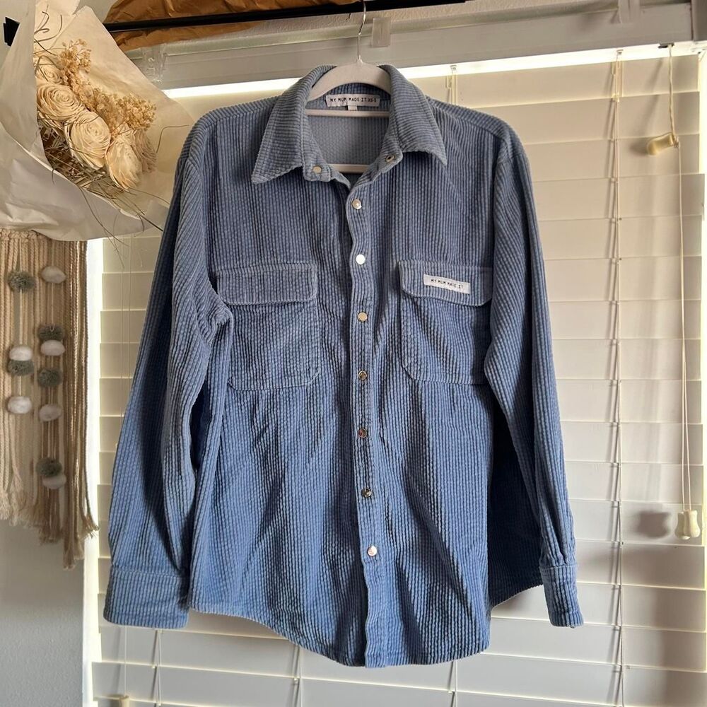 My Mum Made It Blue Corduroy Oversized Shacket XS S